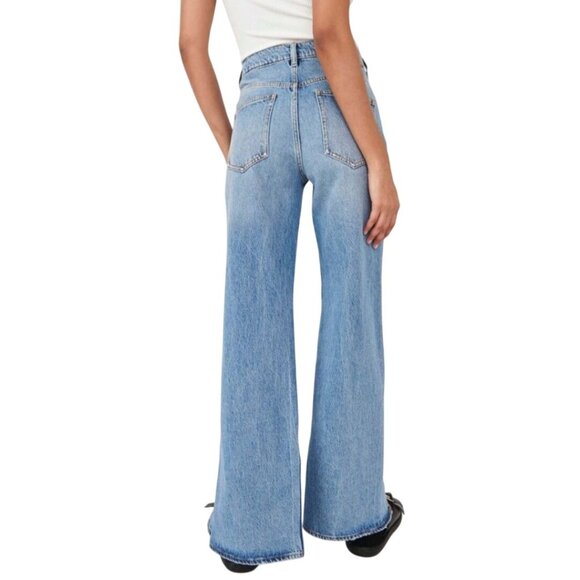 Free People We The Free NWT Long Lines Slit Straight Jeans Vintage Light Size 27 - Picture 4 of 12